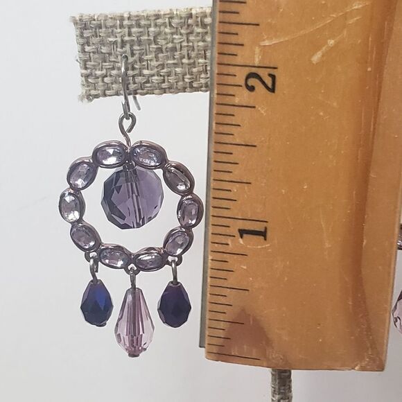 DANGLING French Hook Crystal & Teardrop Bead Earrings - Picture 4 of 6